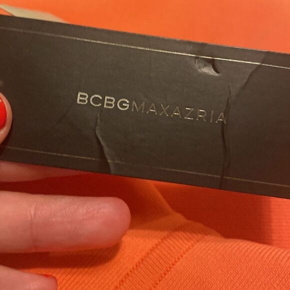 NWT BCBGMAXAZRIA Tangelo Orange Peach Bandage Bodycon T-Back Dress - Picture 7 of 11